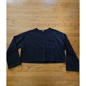 Free People Movement Black Long Sleeve Cropped Pocket Tee Size Medium